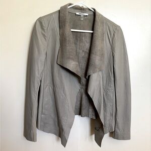 DKNY gray green leather jacket